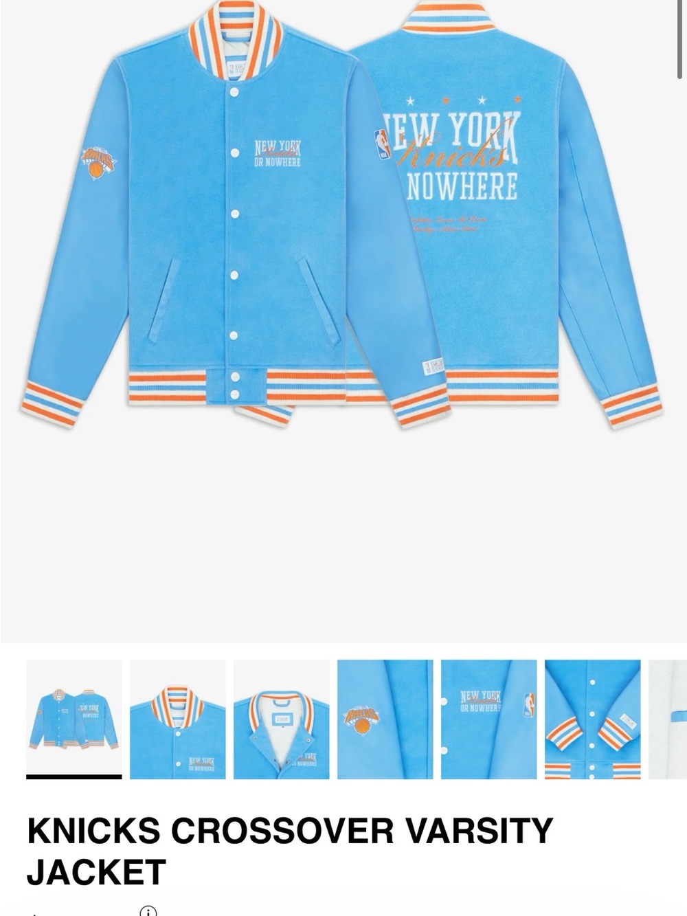 New York Knicks Light Blue Varsity Jacket